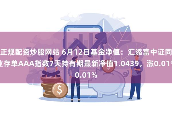 正规配资炒股网站 6月12日基金净值：汇添富中证同业存单AAA指数7天持有期最新净值1.0439，涨0.01%