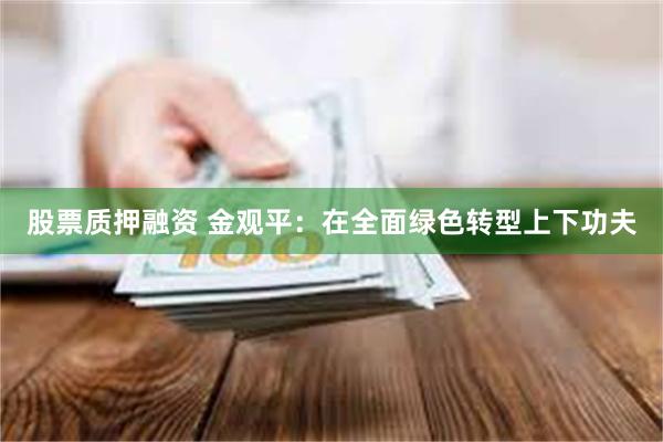 股票质押融资 金观平：在全面绿色转型上下功夫